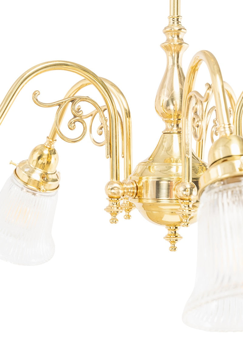Victoriana 5 Light Pendant Light with Zipper Shade Polished Brass & Clear - 3001281