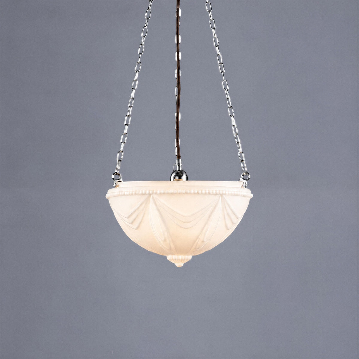 3 Chain Suspension Pendant Chrome With 14" Empire Opal Matt Glass - 3010005