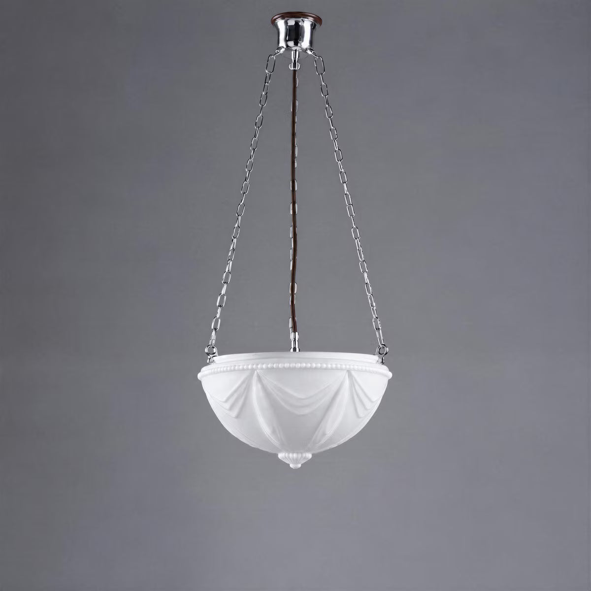 3 Chain Suspension Pendant Chrome With 14" Empire Opal Matt Glass - 3010005