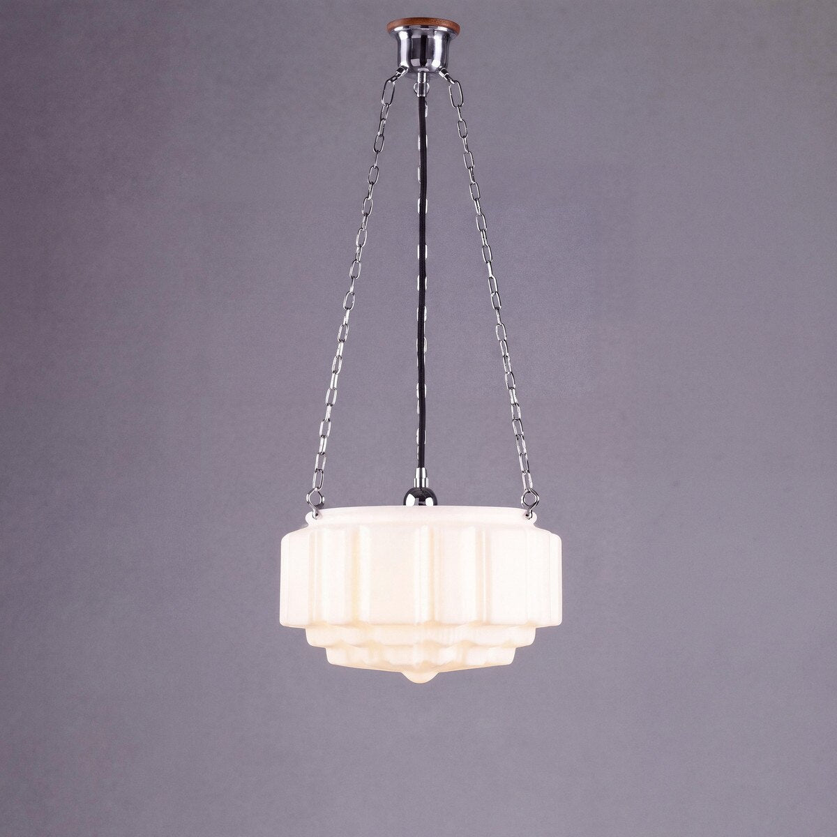 3 Chain Suspension Pendant Chrome With 14" St Kilda Opal Matt Glass - 3010007