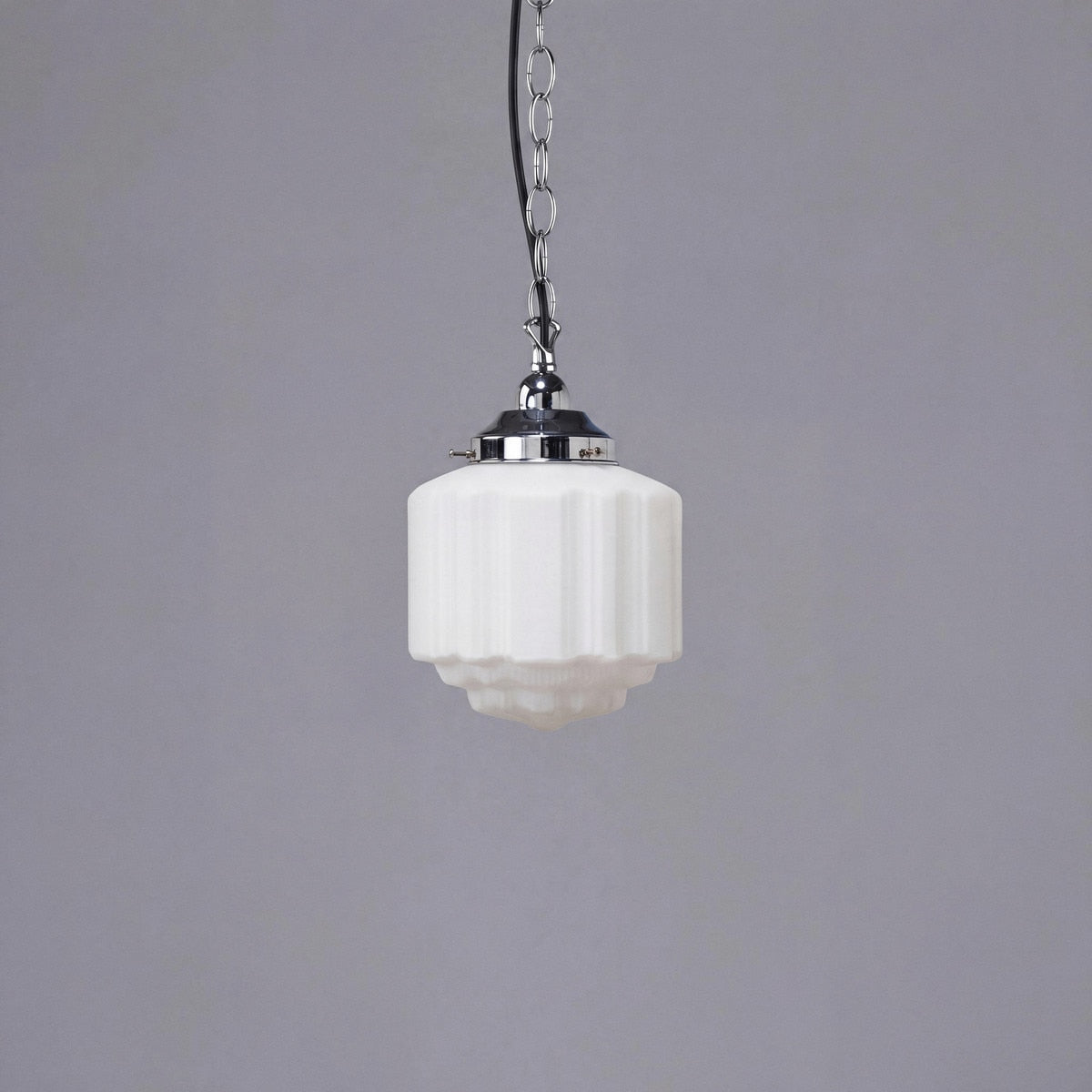 Single Chain Pendant Chrome With 8" St Kilda Opal Matt Glass - 3010072
