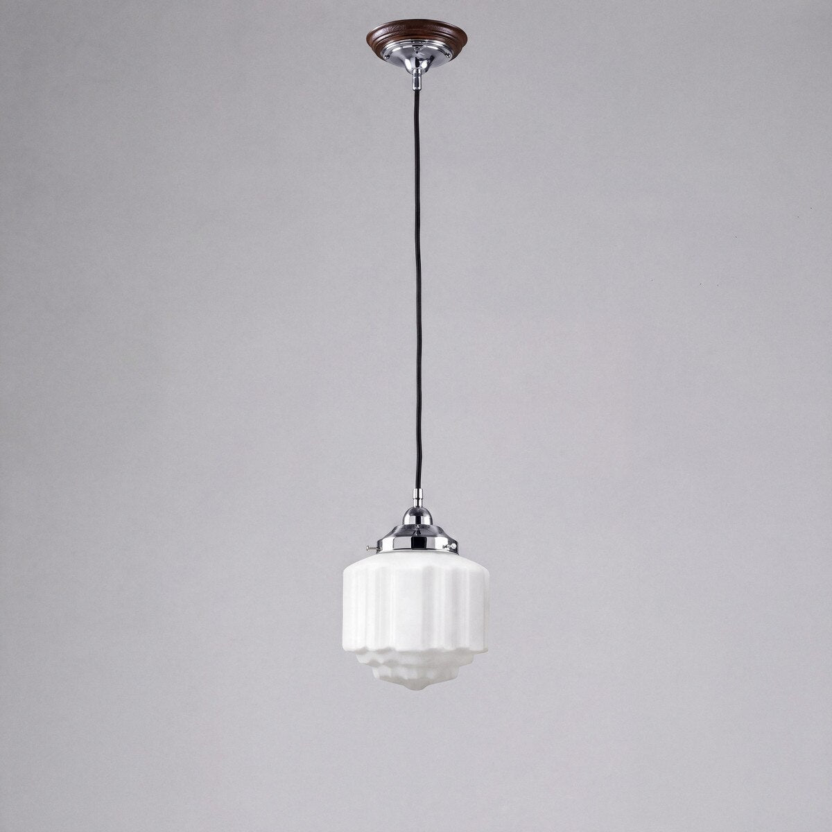 Single Cord Pendant Chrome With 8" St Kilda Opal Matt Glass - 3010078