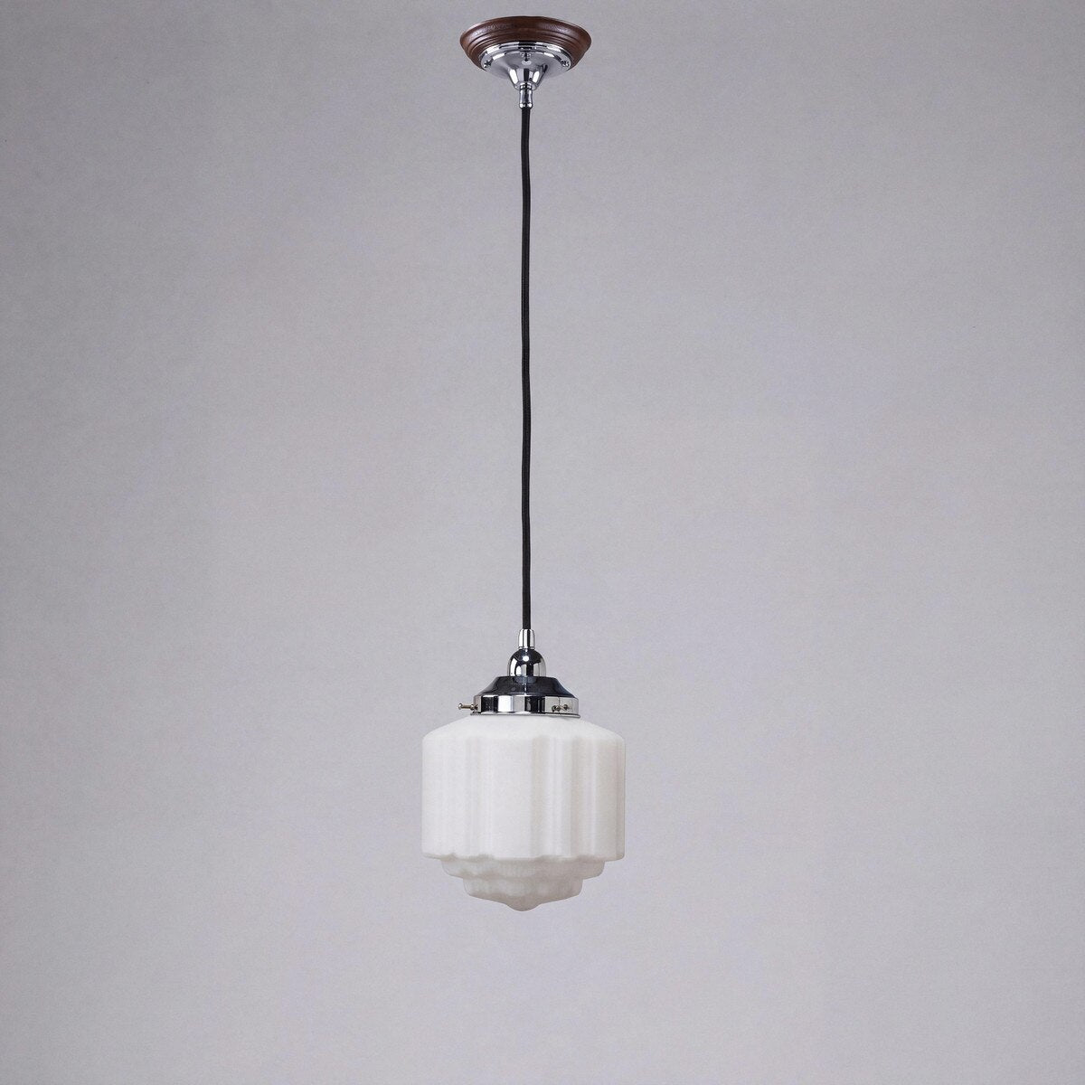 Single Cord Pendant Chrome With 8" St Kilda Opal Matt Glass - 3010078