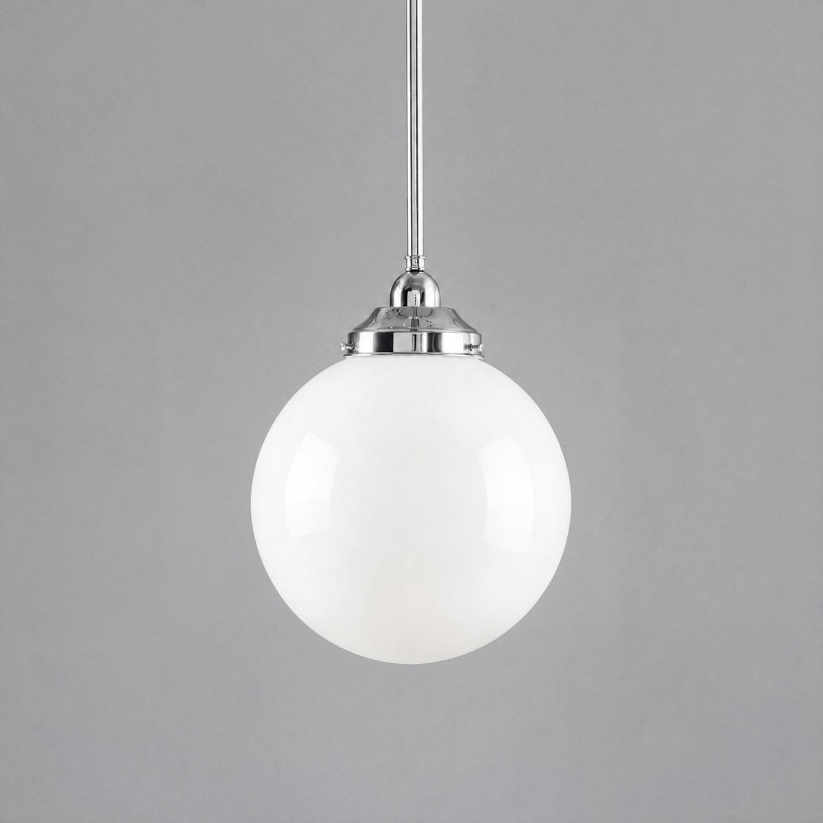 Single Rod Pendant Chrome With 10" Sphere Opal Gloss Glass - 3010170