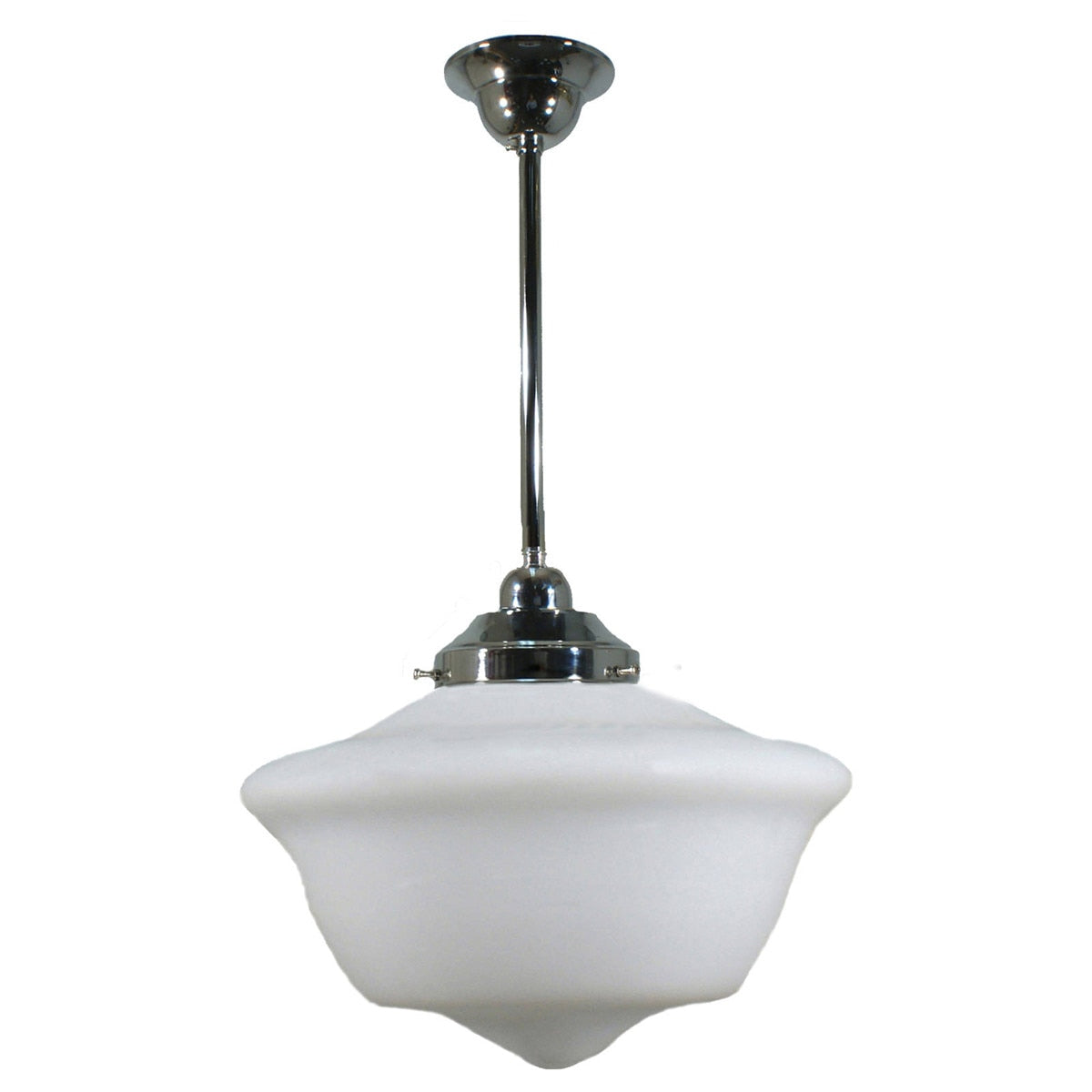 Single Rod Pendant Chrome With 12" Victorian Schoolhouse Opal Matt Glass - 3010177