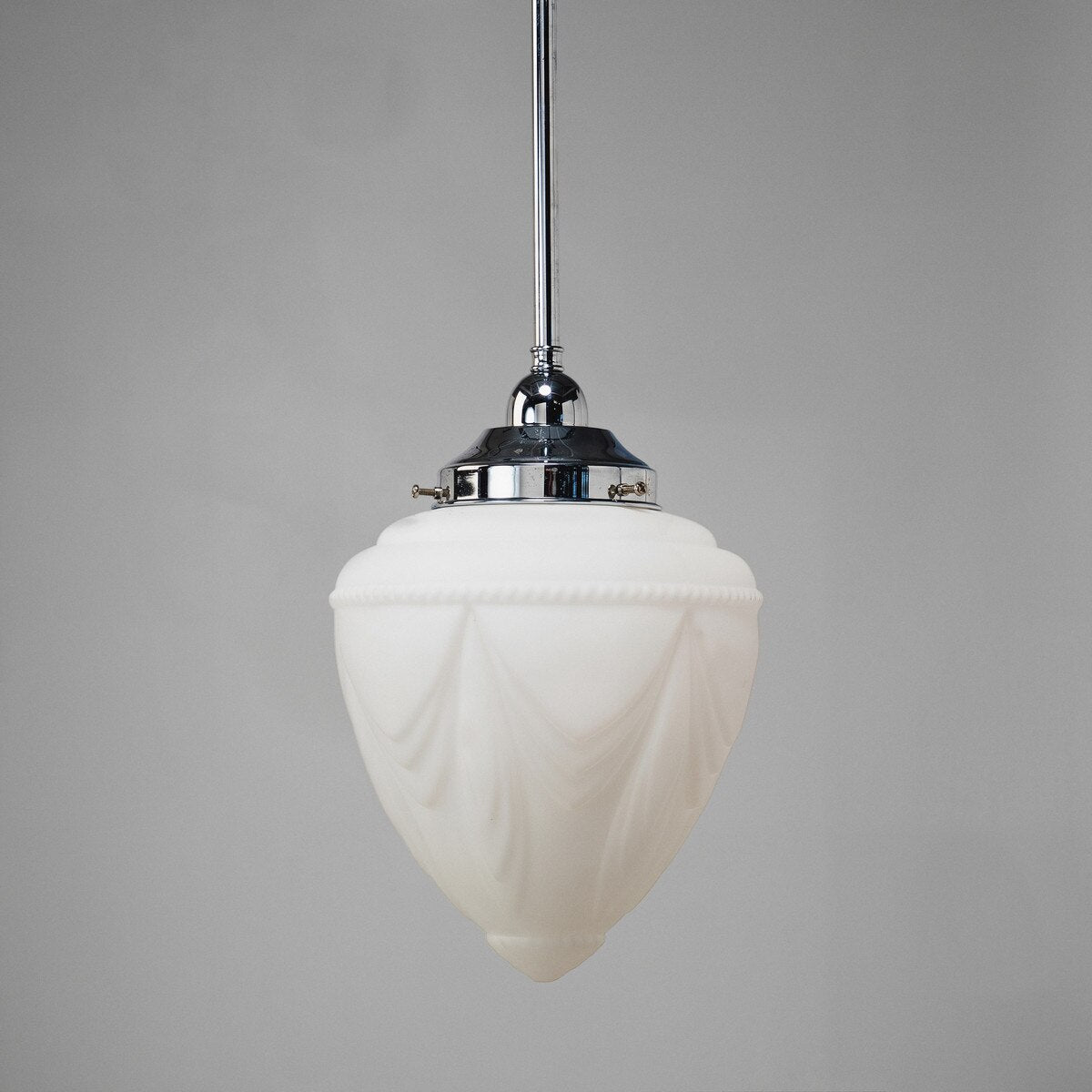 Single Rod Pendant Chrome With 8" Empire Opal Matt Glass - 3010180