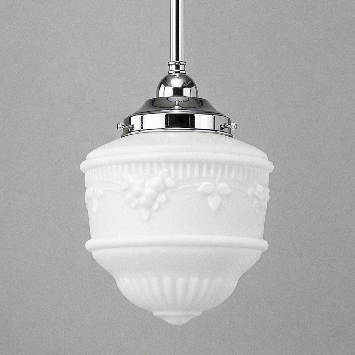 Single Rod Pendant Chrome With 8" Senator Opal Matt Glass - 3010181
