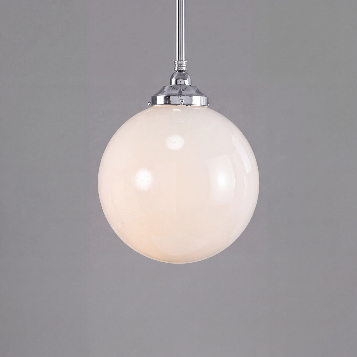 Single Rod Pendant Chrome With 12" Sphere Opal Gloss Glass - 3010194