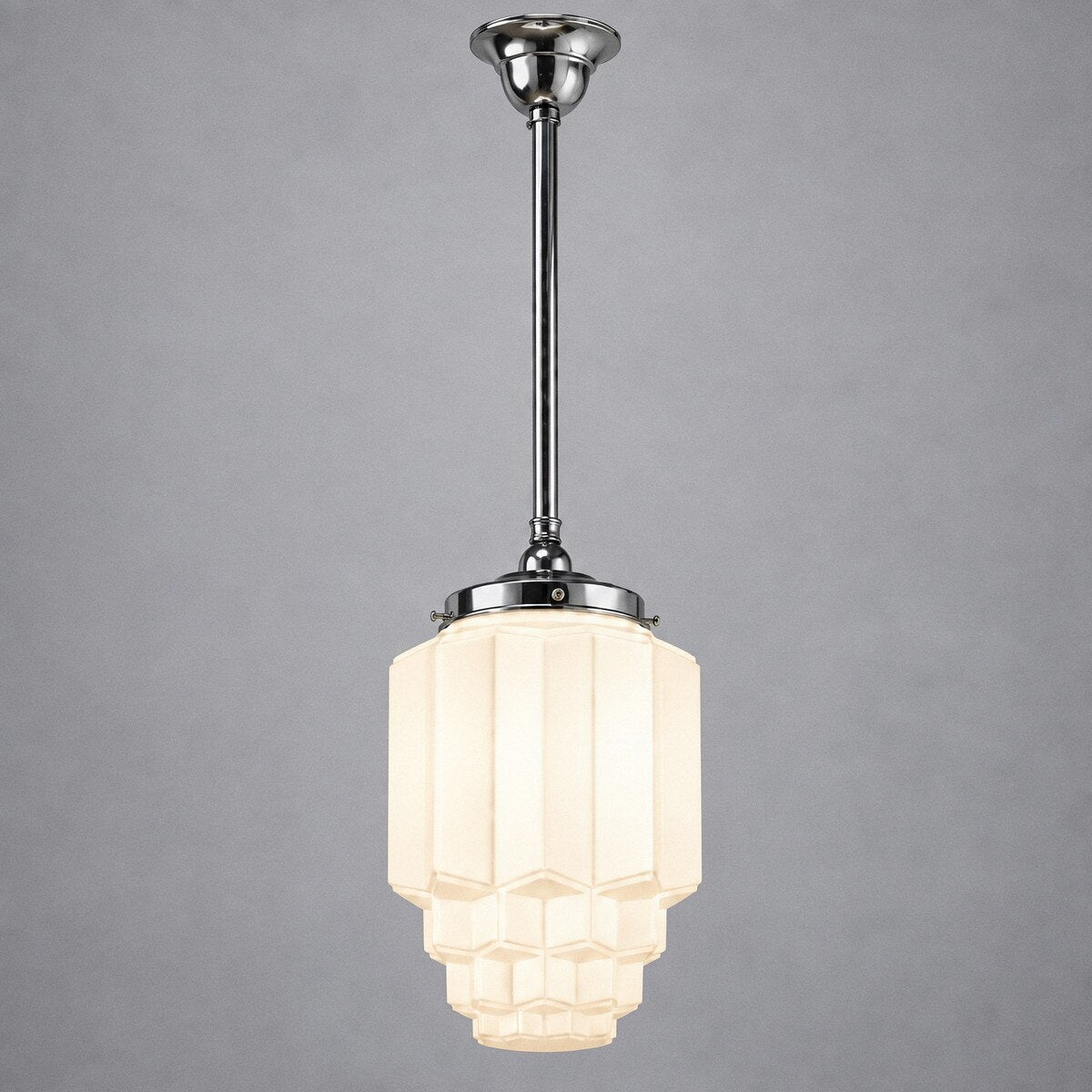 Single Rod Pendant Chrome With Bergerac Opal Matt Glass - 3010201