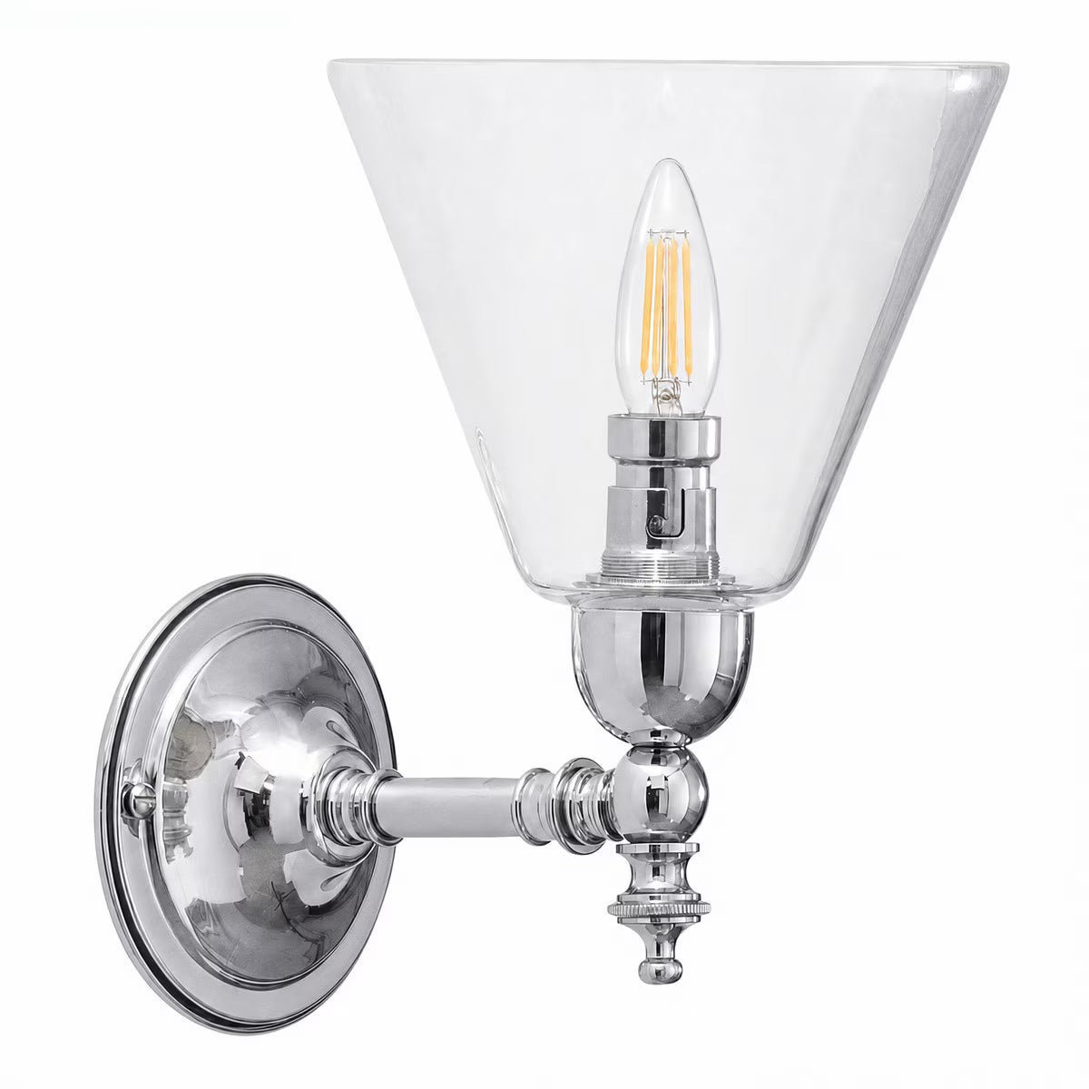 Waubra Wall Light Chrome With Cono Clear Glass - 3010218