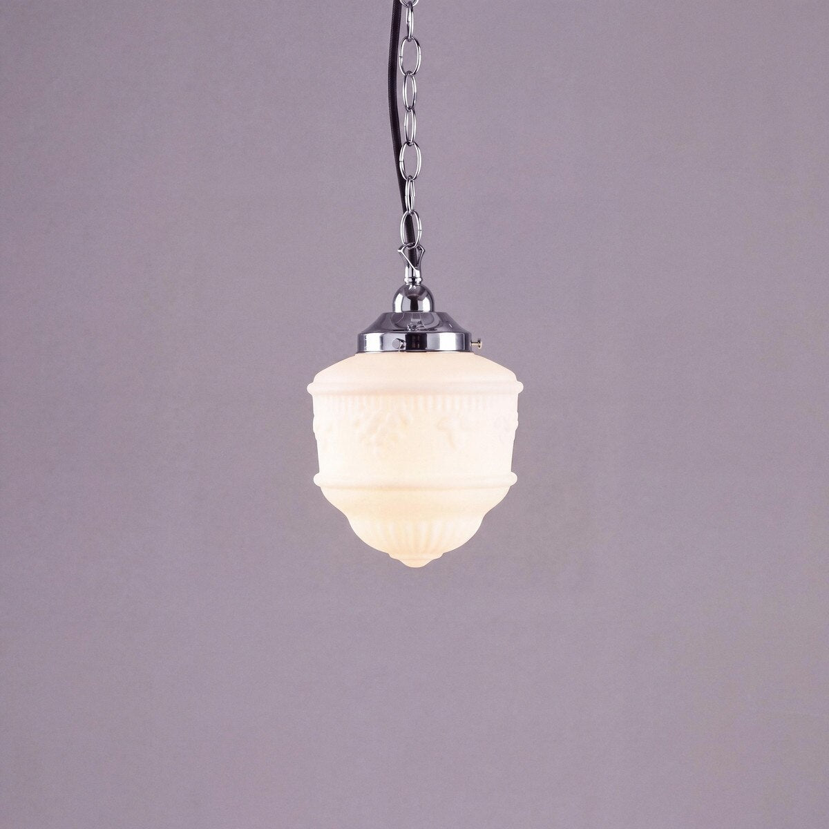 Single Chain Pendant Chrome With 8" Senator Opal Matt Glass - 3010221