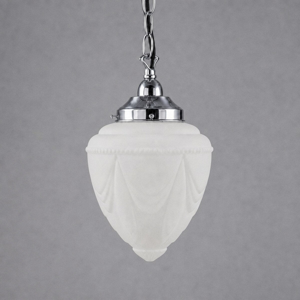 Single Chain Pendant Chrome With 8" Empire Opal Matt Glass - 3010223