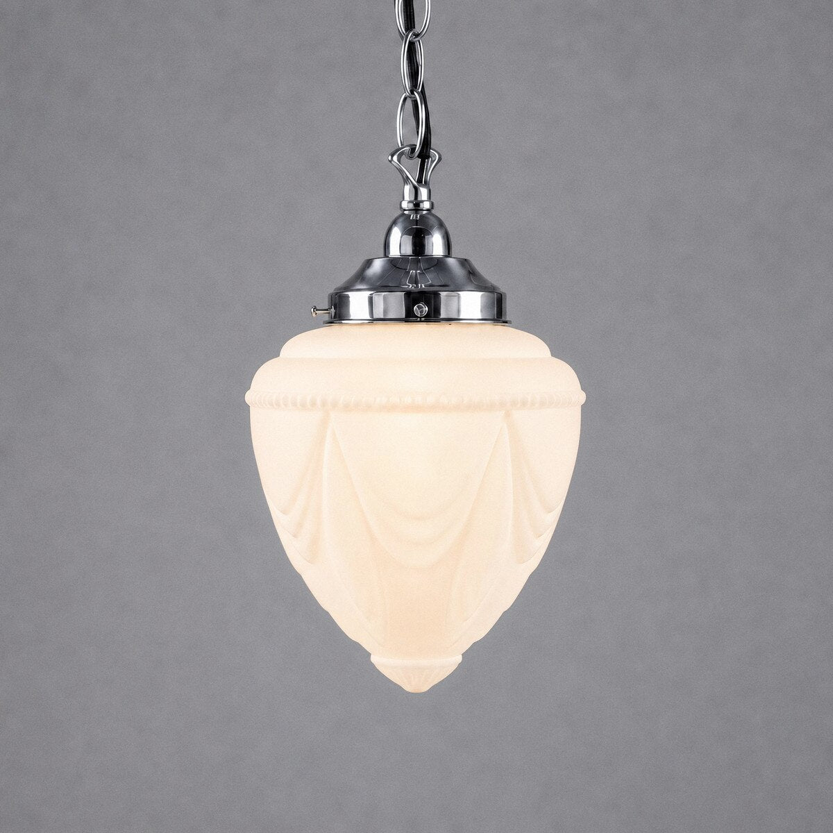 Single Chain Pendant Chrome With 8" Empire Opal Matt Glass - 3010223