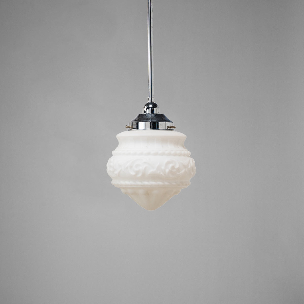 Single Rod Pendant Chrome With 8" Premier Opal Matt Glass - 3010228