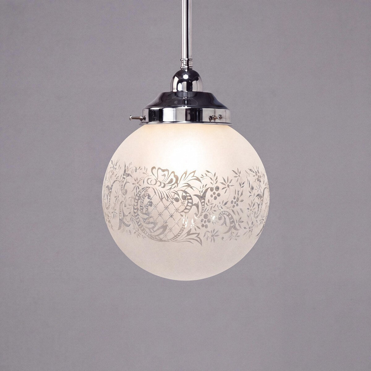 Single Rod Pendant Chrome With 8" Sheffield Glass - 3010240
