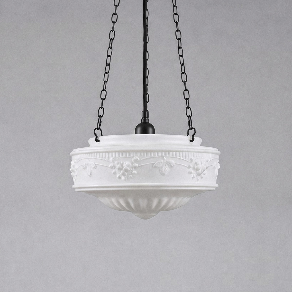 3 Chain Suspension Pendant Patina Black With 11" Senator Opal Matt Glass - 3020004
