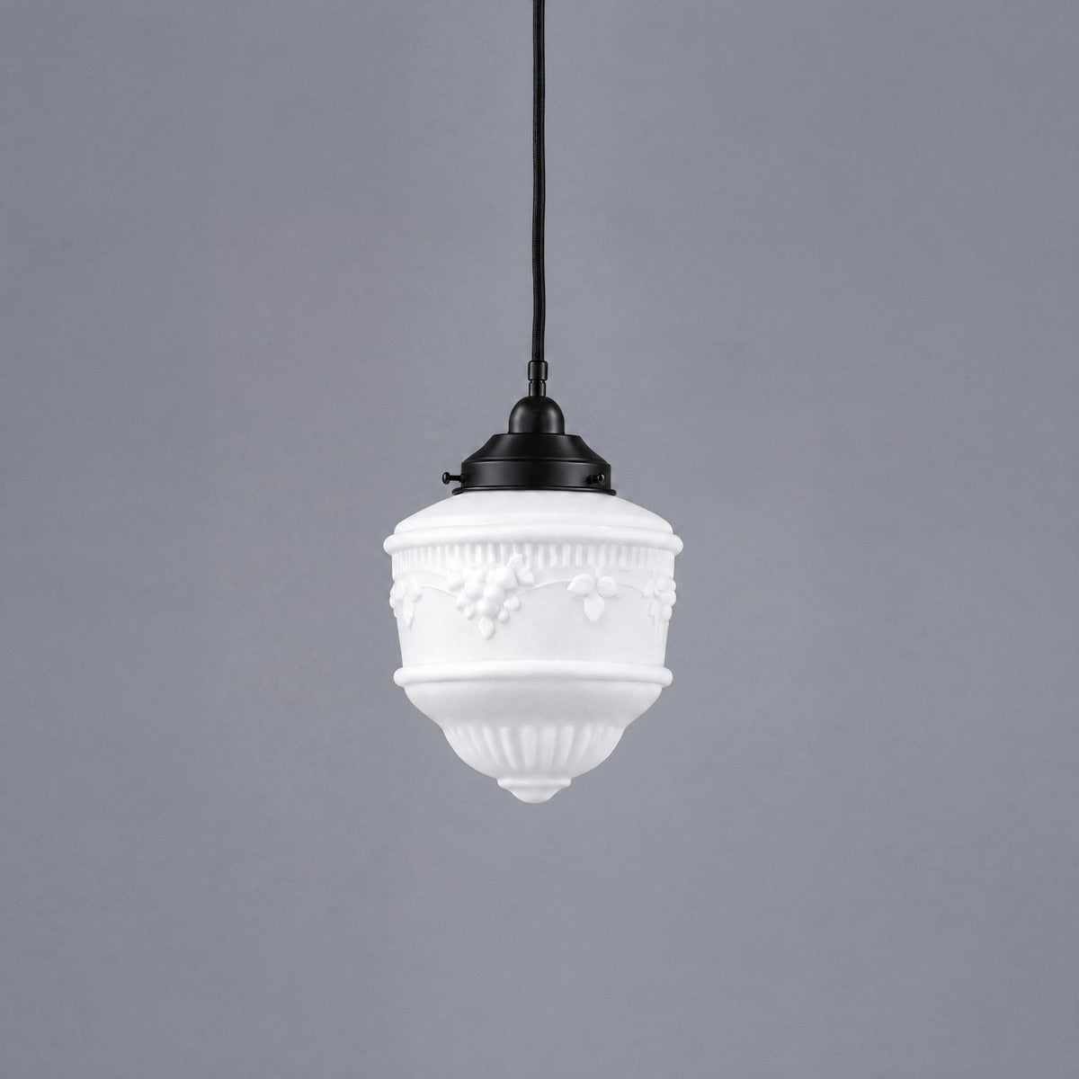 Single Cord Pendant Patina Black With 8" Senator Opal Matt Glass - 3020059