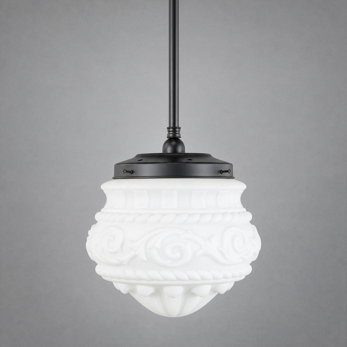 Single Rod Pendant Patina Black With 12" Premier Opal Matt Glass - 3020107