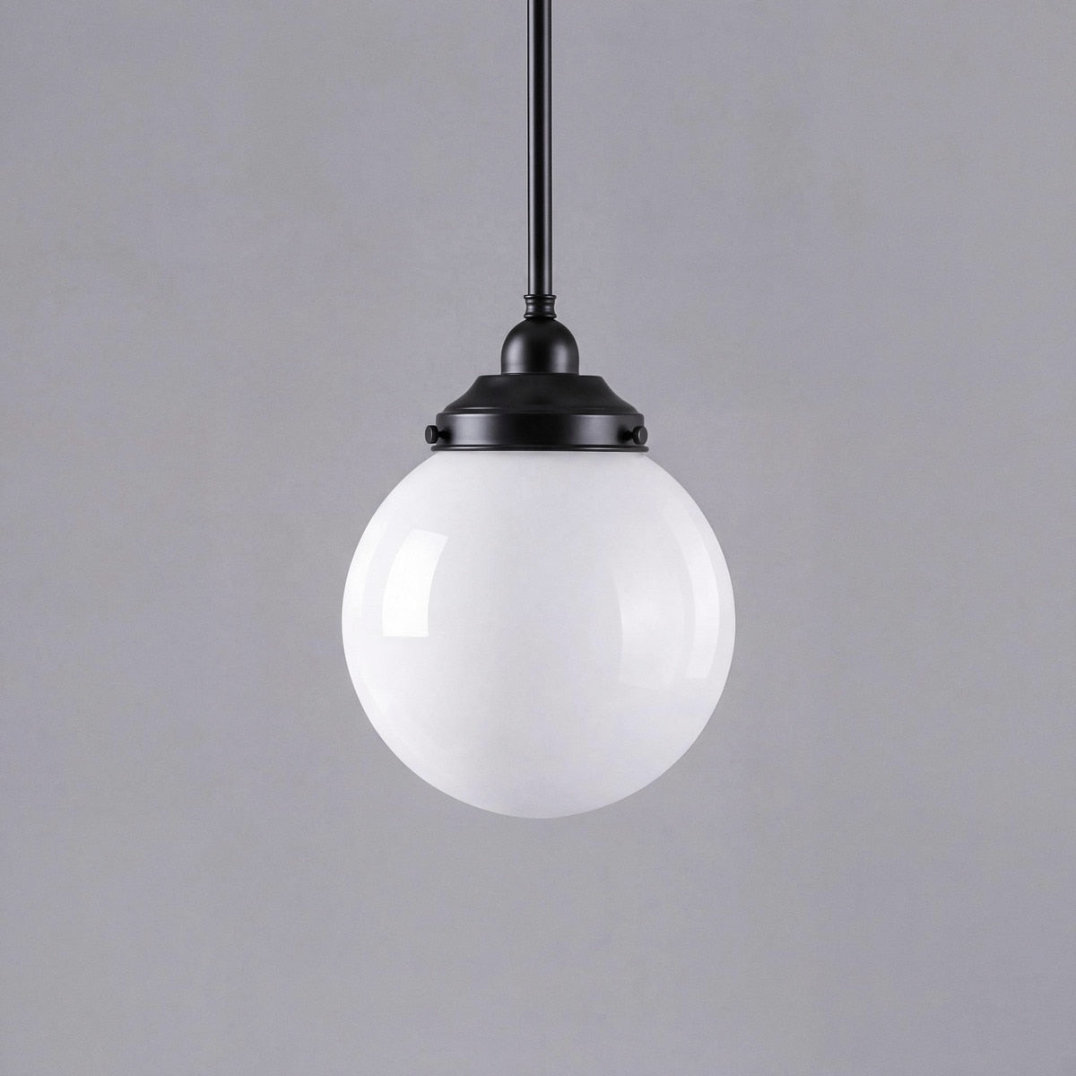 Single Rod Pendant Patina Black With 8" Sphere Opal Gloss Glass - 3020115