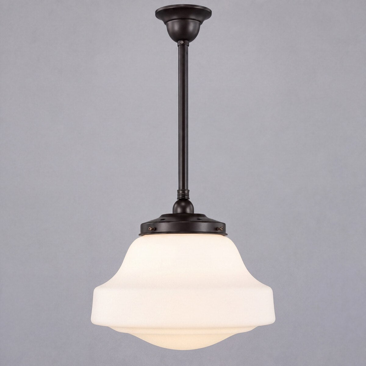 Single Rod Pendant Patina Black With Lincoln Schoolhouse Opal Matt Glass - 3020132
