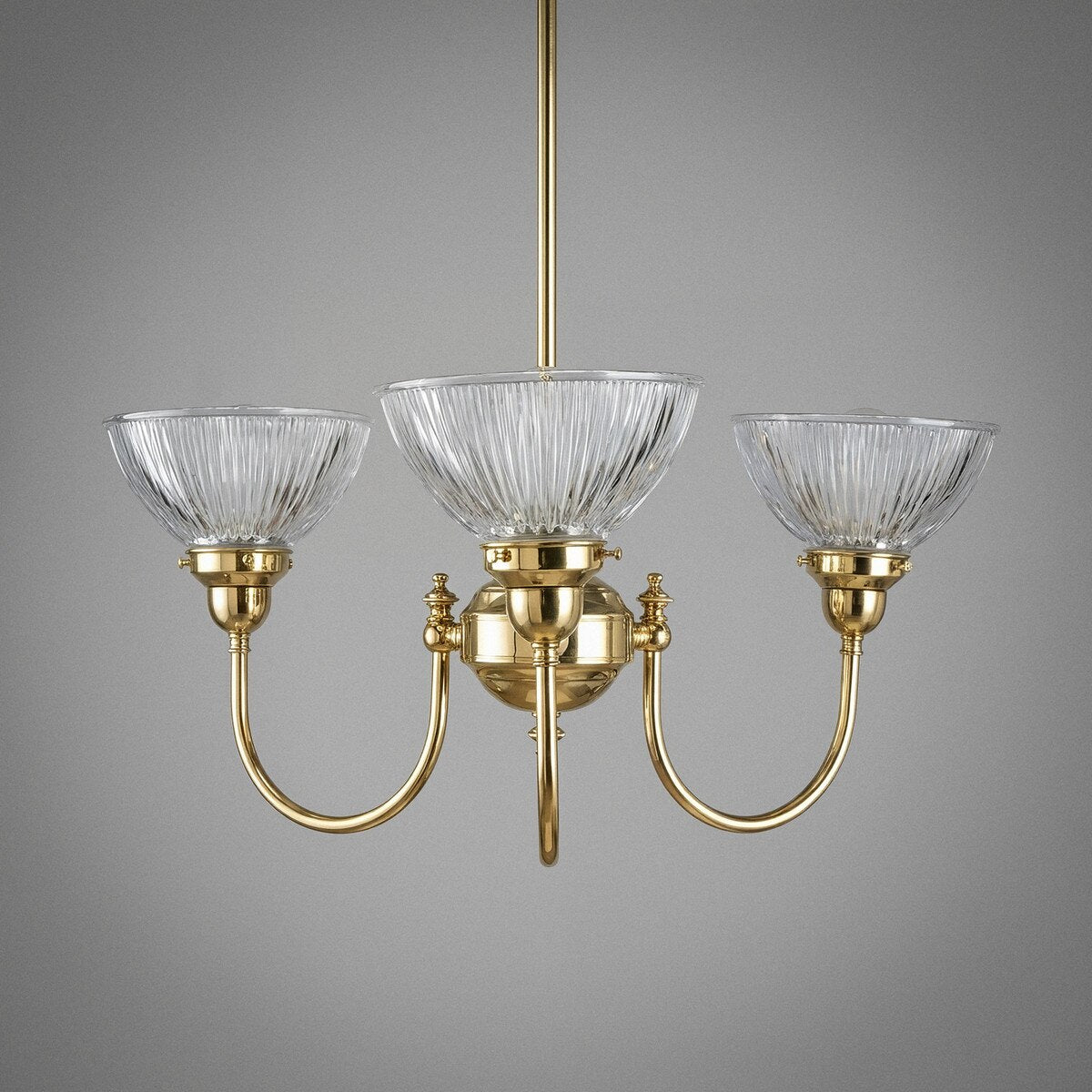 Luke 3 Light Pendant Light Arms Up Polished Brass & Clear - 3090346