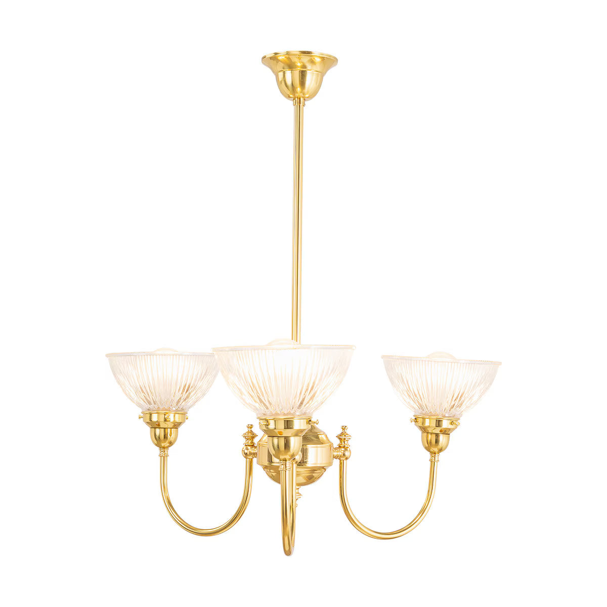 Luke 3 Light Pendant Light Arms Up Polished Brass & Clear - 3090346