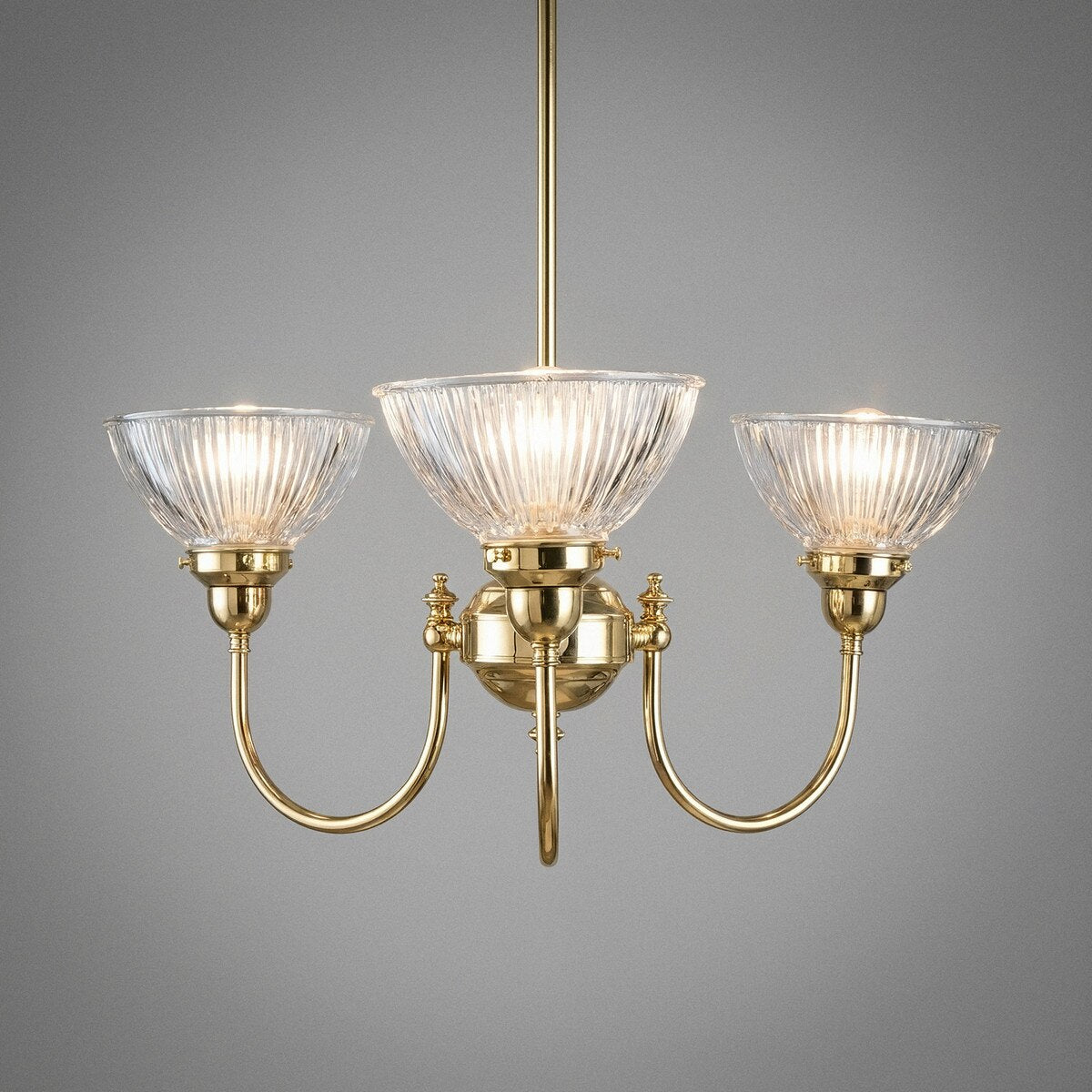 Luke 3 Light Pendant Light Arms Up Polished Brass & Clear - 3090346