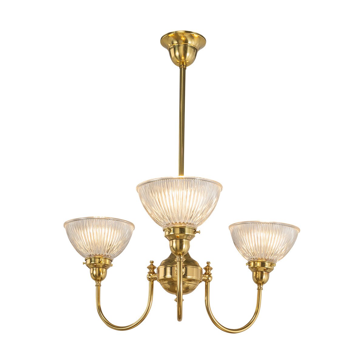 Luke 3 Light Pendant Light Arms Up Polished Brass & Clear - 3090346