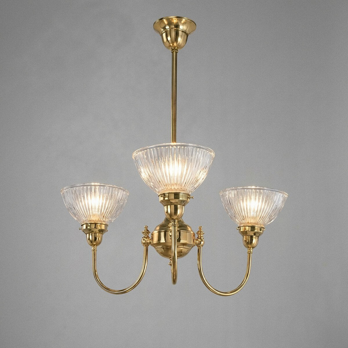 Luke 3 Light Pendant Light Arms Up Polished Brass & Clear - 3090346
