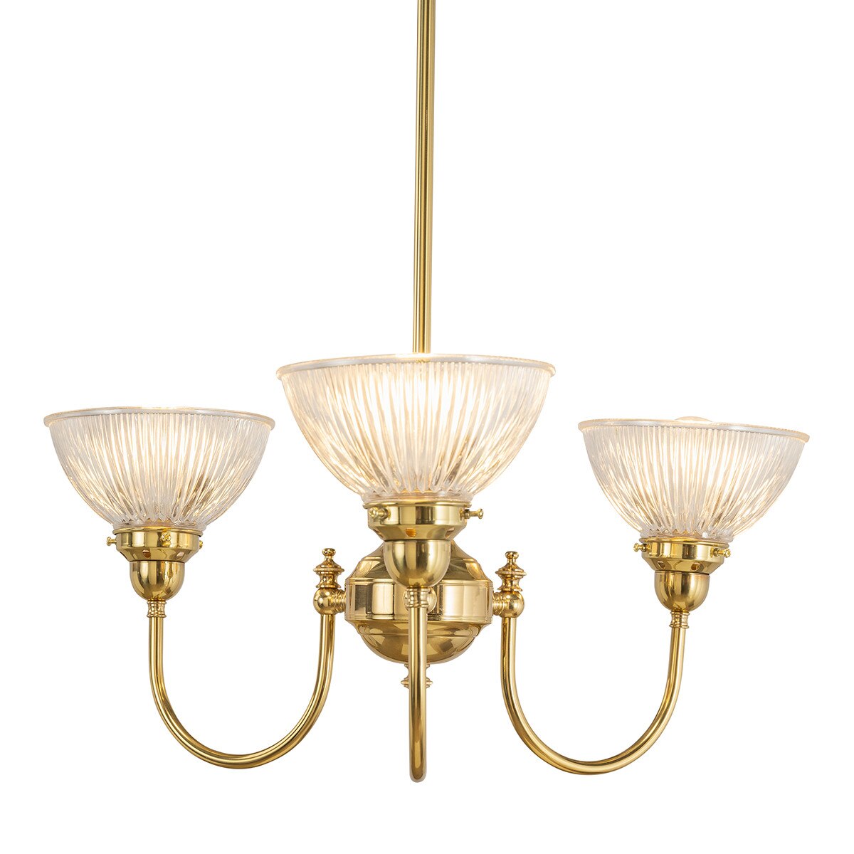 Luke 3 Light Pendant Light Arms Up Polished Brass & Clear - 3090346