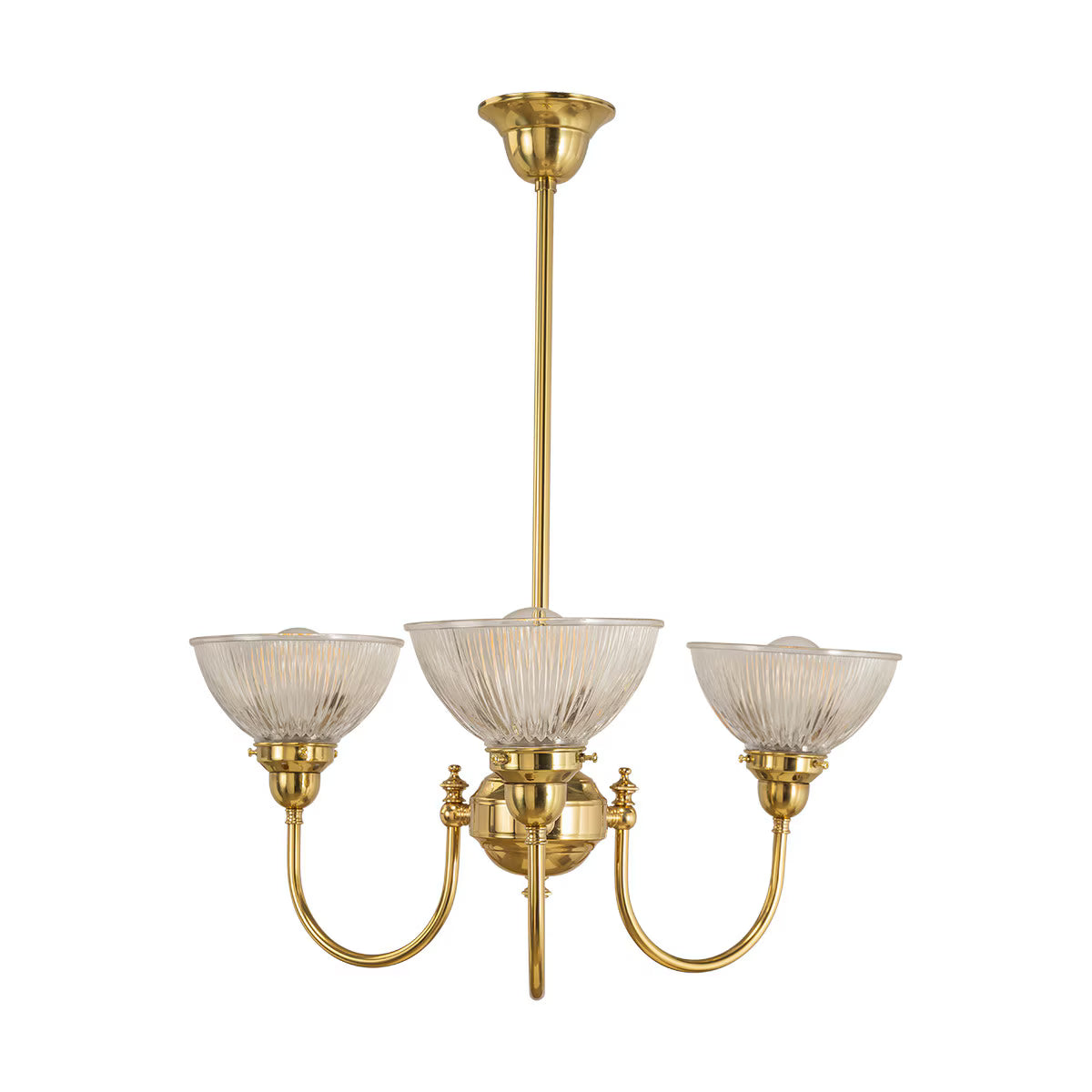 Luke 3 Light Pendant Light Arms Up Polished Brass & Clear - 3090346