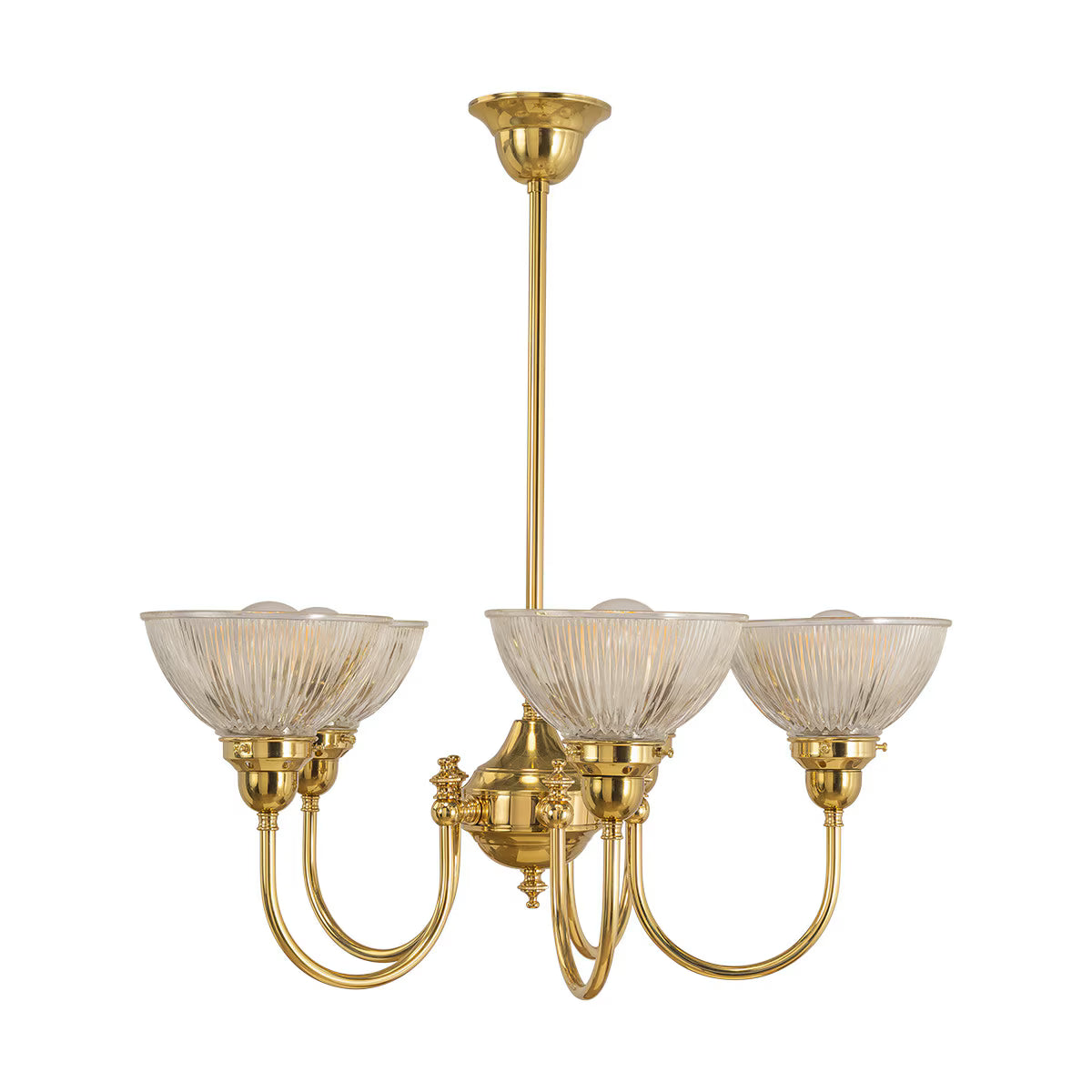 Luke 5 Light Pendant Light Arms Up Polished Brass & Clear - 3090347