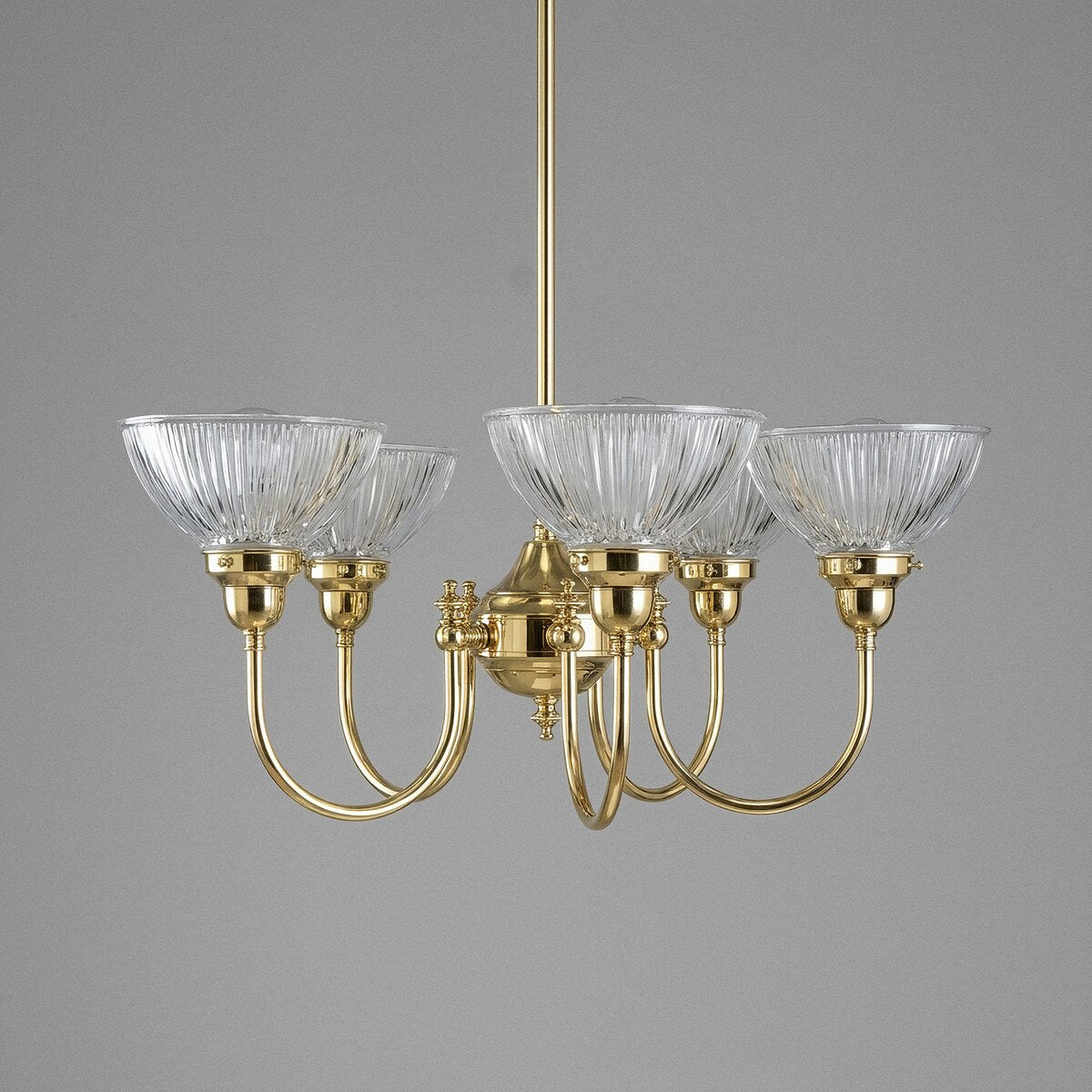 Luke 5 Light Pendant Light Arms Up Polished Brass & Clear - 3090347