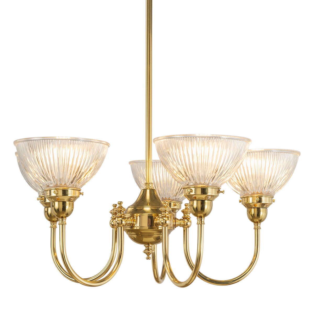 Luke 5 Light Pendant Light Arms Up Polished Brass & Clear - 3090347