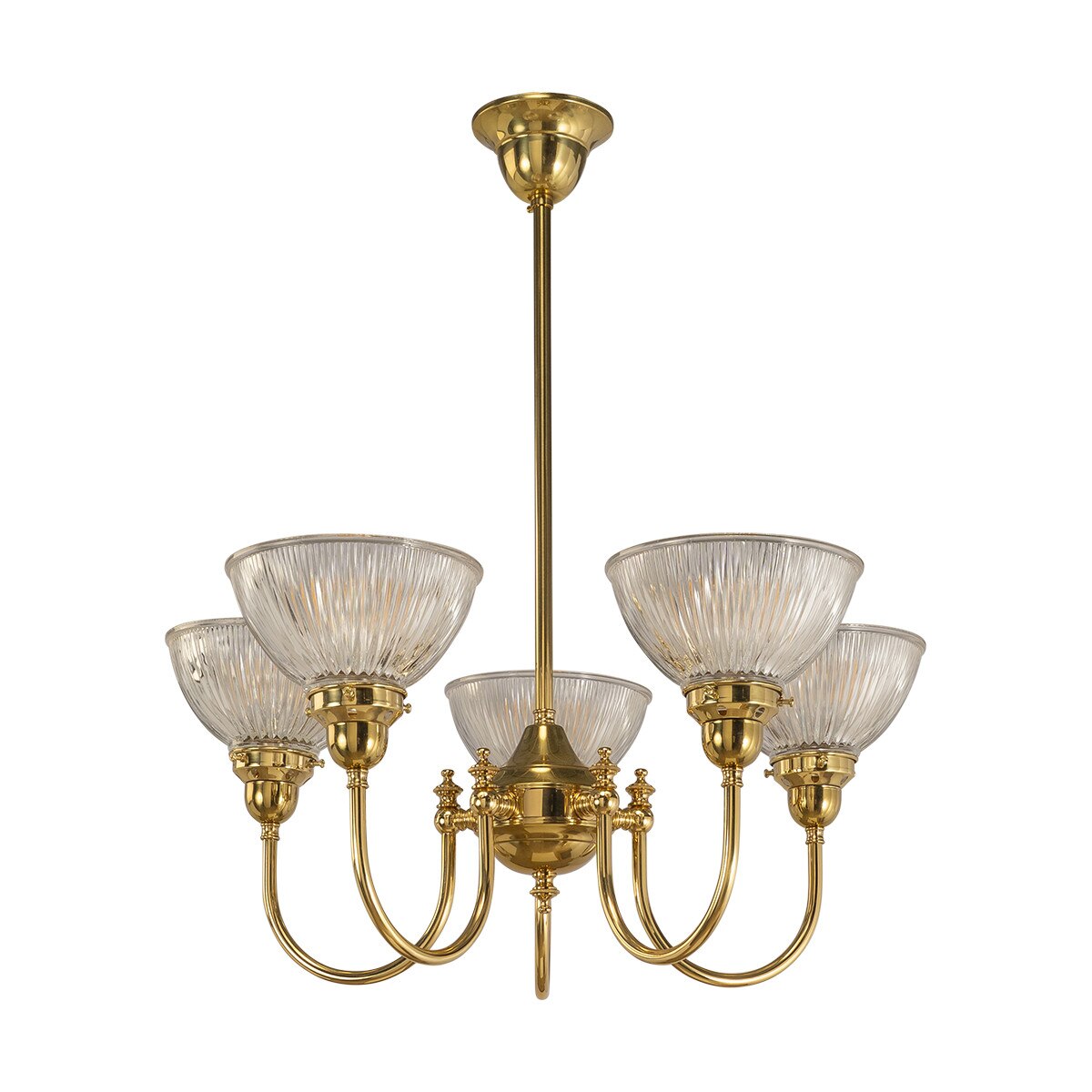 Luke 5 Light Pendant Light Arms Up Polished Brass & Clear - 3090347