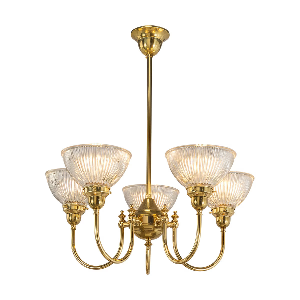 Luke 5 Light Pendant Light Arms Up Polished Brass & Clear - 3090347