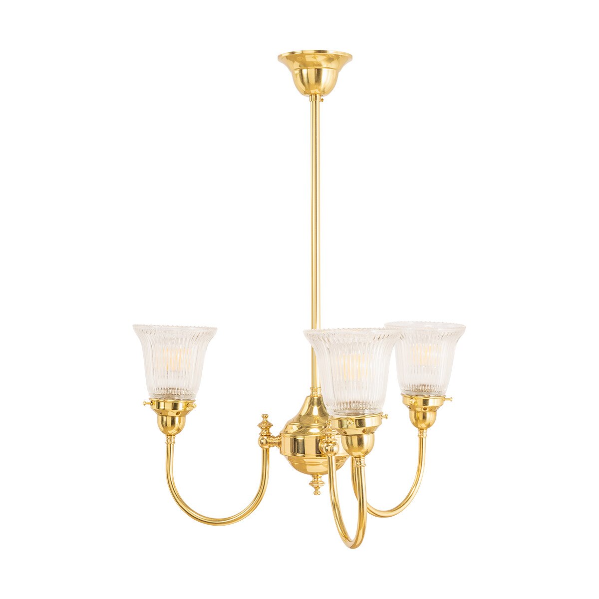 Luke 3 Light Pendant Light Arms Up with Zipper Shades Polished Brass & Clear - 3090348