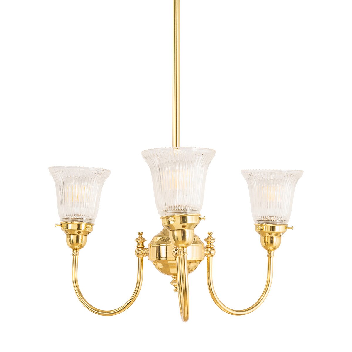 Luke 3 Light Pendant Light Arms Up with Zipper Shades Polished Brass & Clear - 3090348