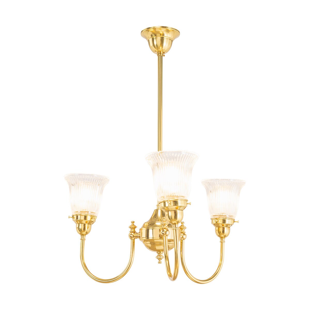 Luke 3 Light Pendant Light Arms Up with Zipper Shades Polished Brass & Clear - 3090348