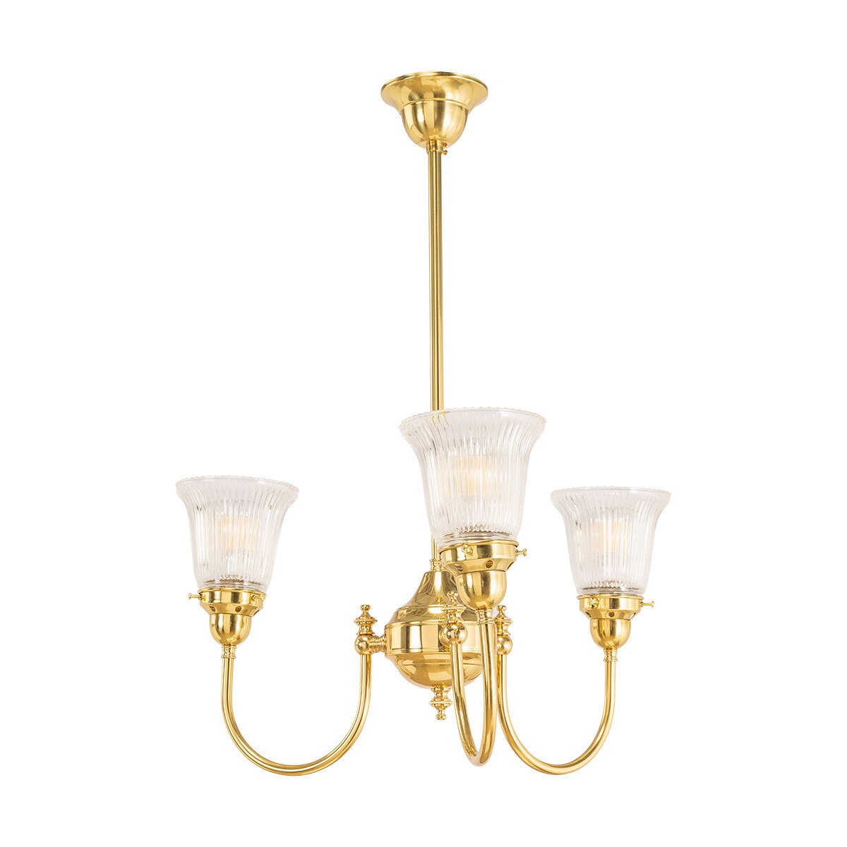 Luke 3 Light Pendant Light Arms Up with Zipper Shades Polished Brass & Clear - 3090348