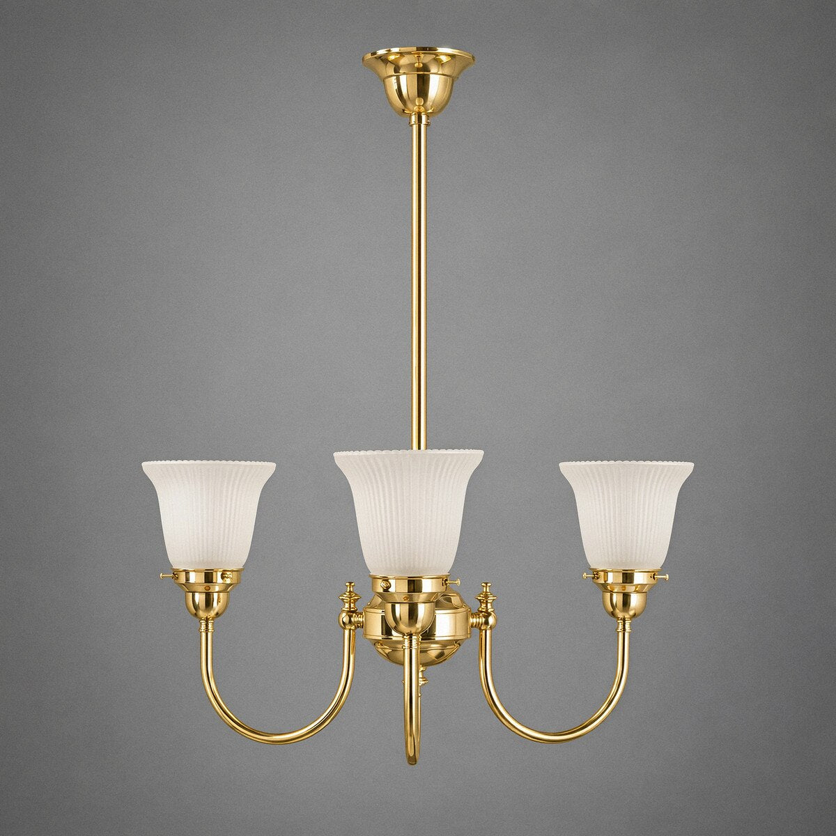 Luke 3 Light Pendant Light Arms Up with Zipper Shades Polished Brass & Frost - 3090349