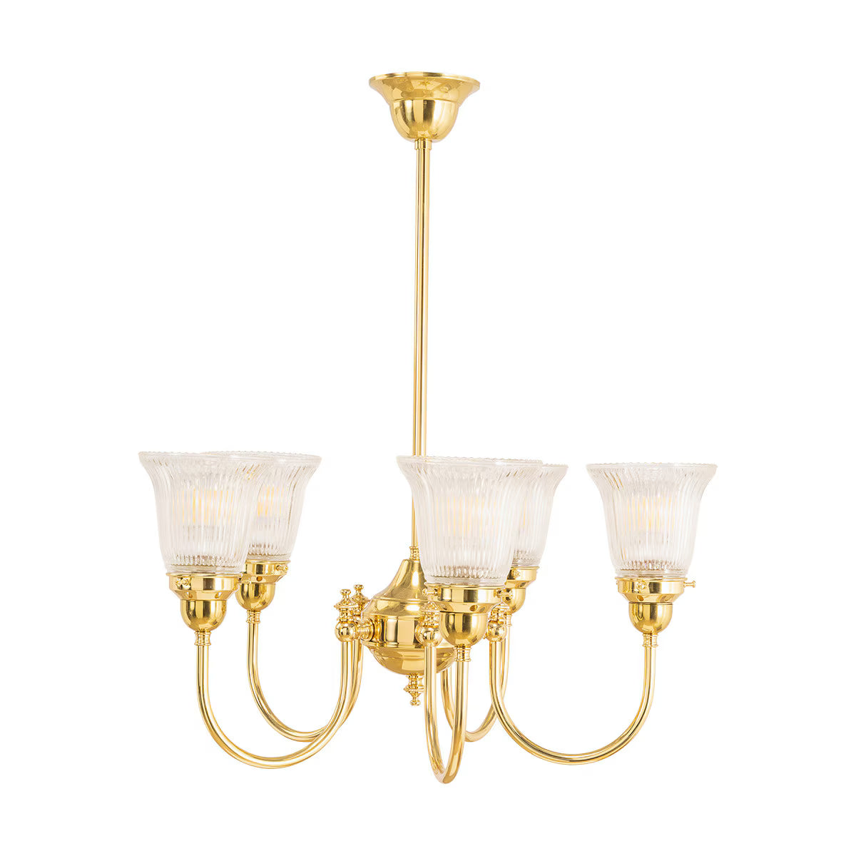 Luke 5 Light Pendant Light Arms Up with Zipper Shades Polished Brass & Clear - 3090350