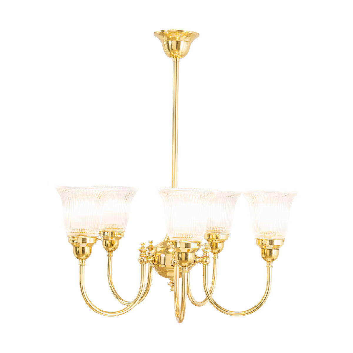 Luke 5 Light Pendant Light Arms Up with Zipper Shades Polished Brass & Clear - 3090350