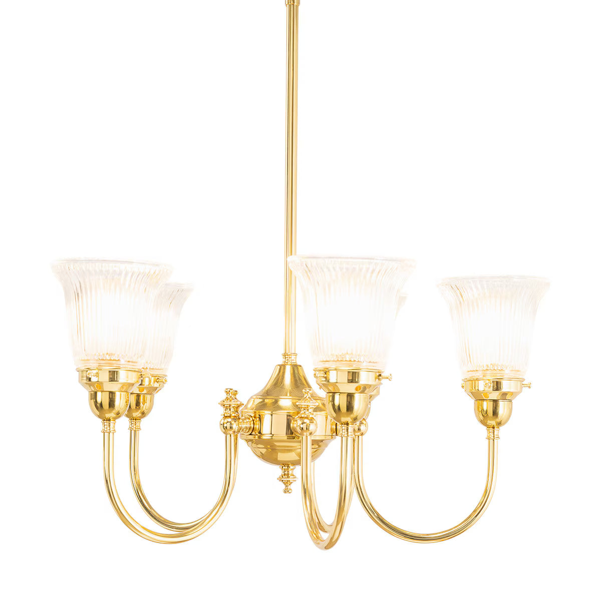 Luke 5 Light Pendant Light Arms Up with Zipper Shades Polished Brass & Clear - 3090350