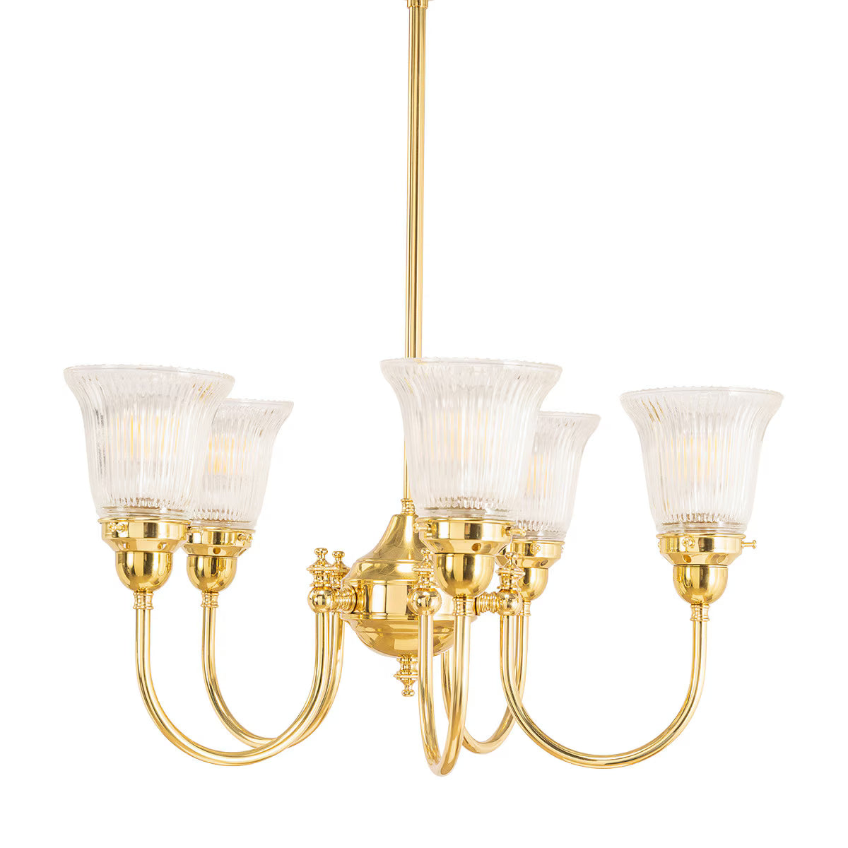 Luke 5 Light Pendant Light Arms Up with Zipper Shades Polished Brass & Clear - 3090350