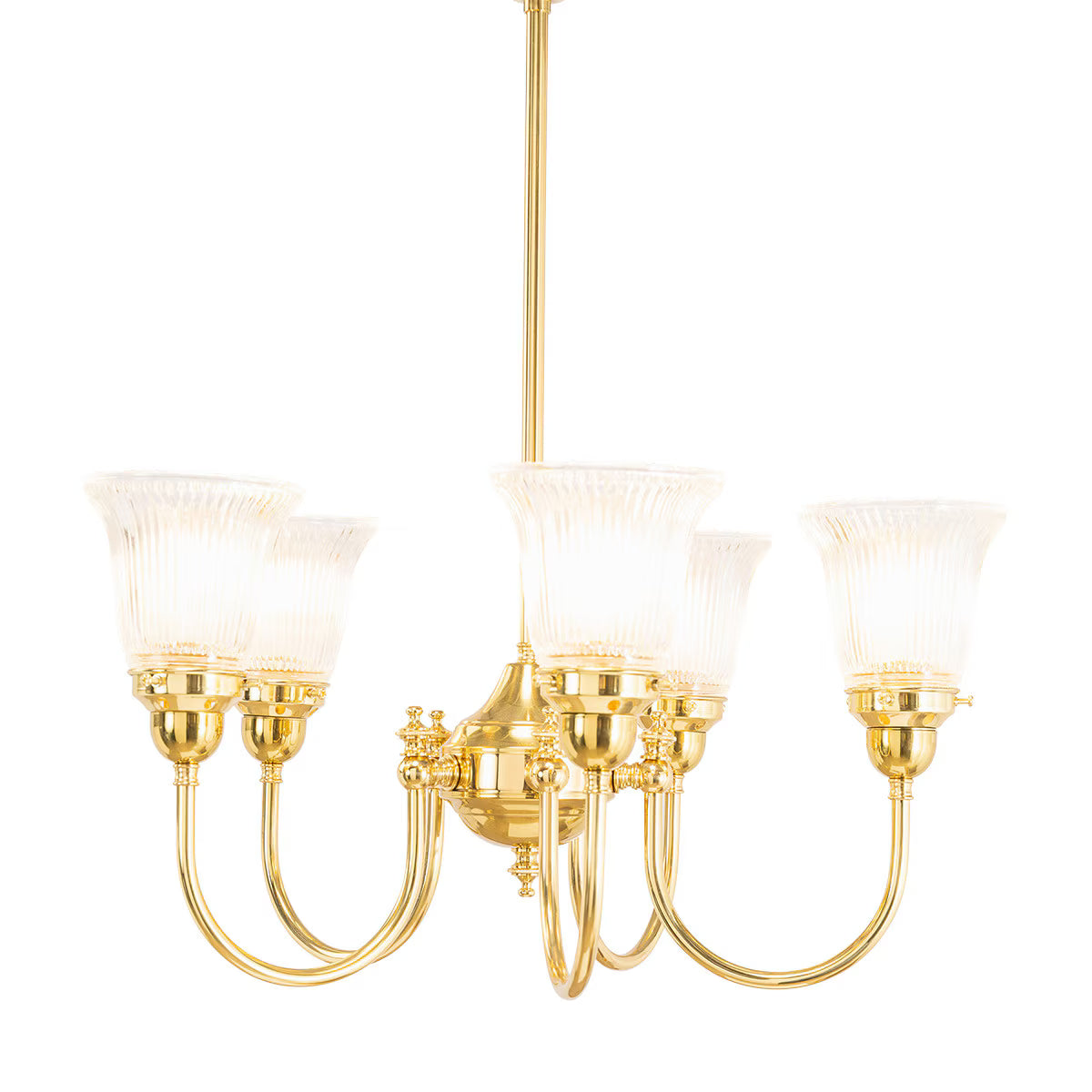 Luke 5 Light Pendant Light Arms Up with Zipper Shades Polished Brass & Clear - 3090350