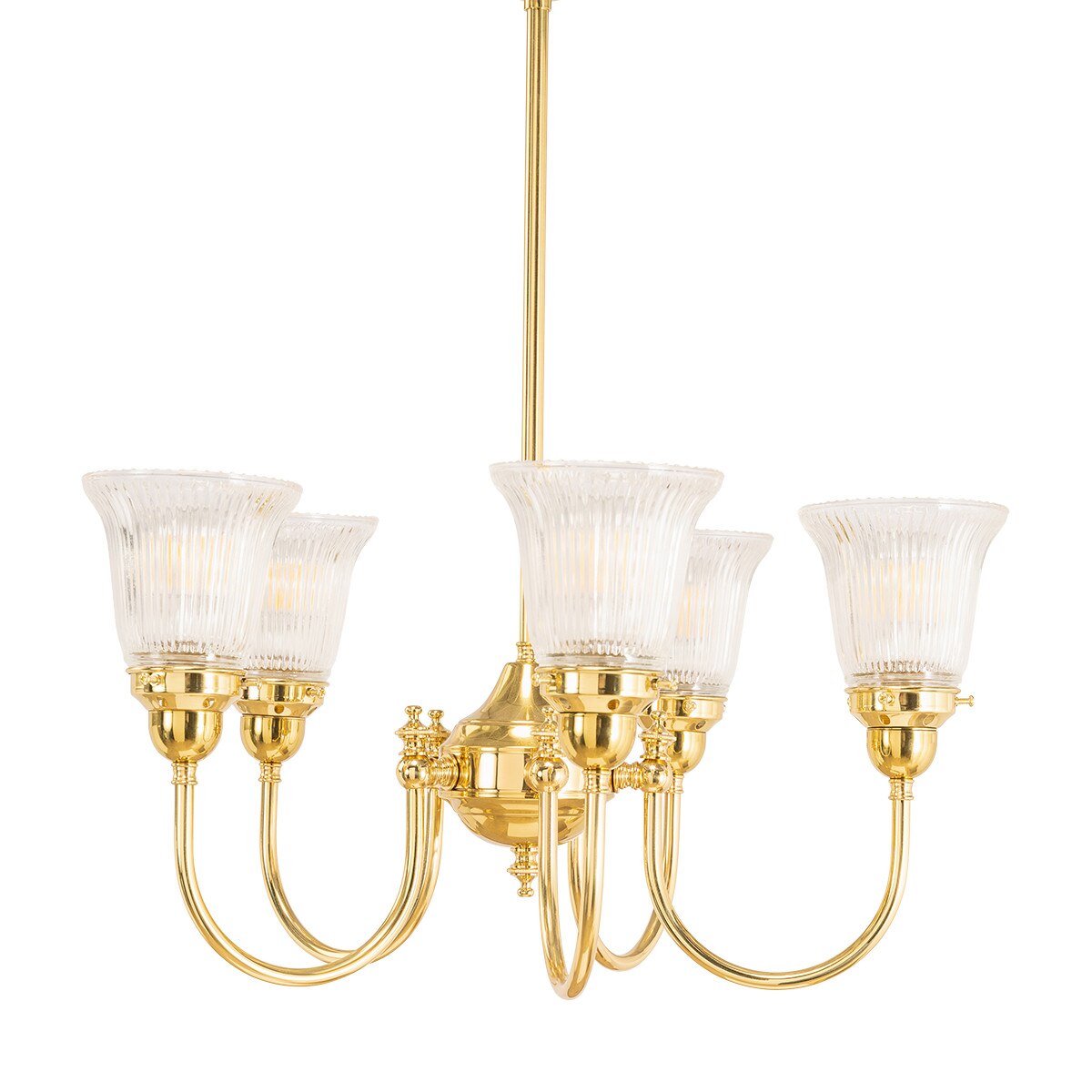 Luke 5 Light Pendant Light Arms Up with Zipper Shades Polished Brass & Clear - 3090350