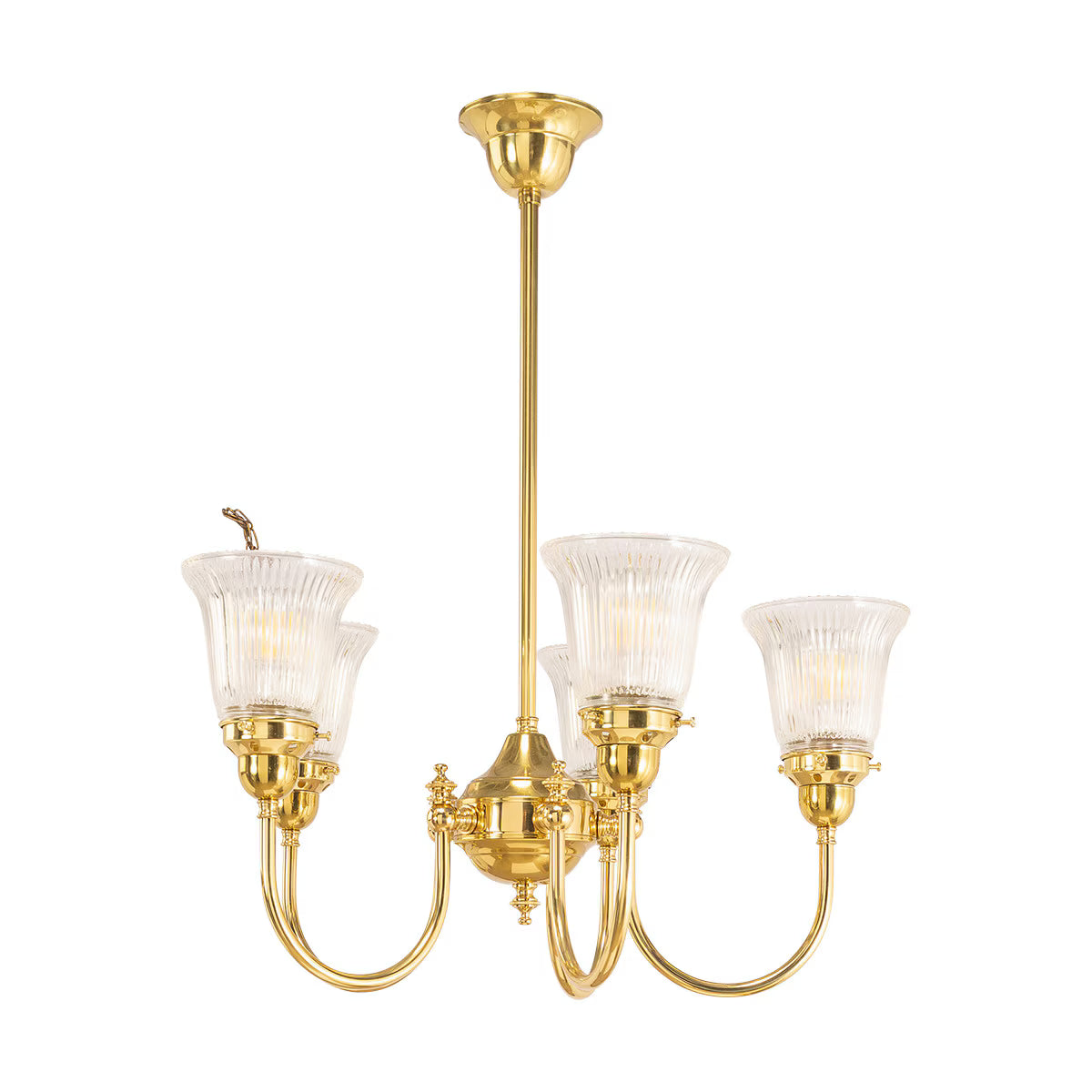Luke 5 Light Pendant Light Arms Up with Zipper Shades Polished Brass & Clear - 3090350