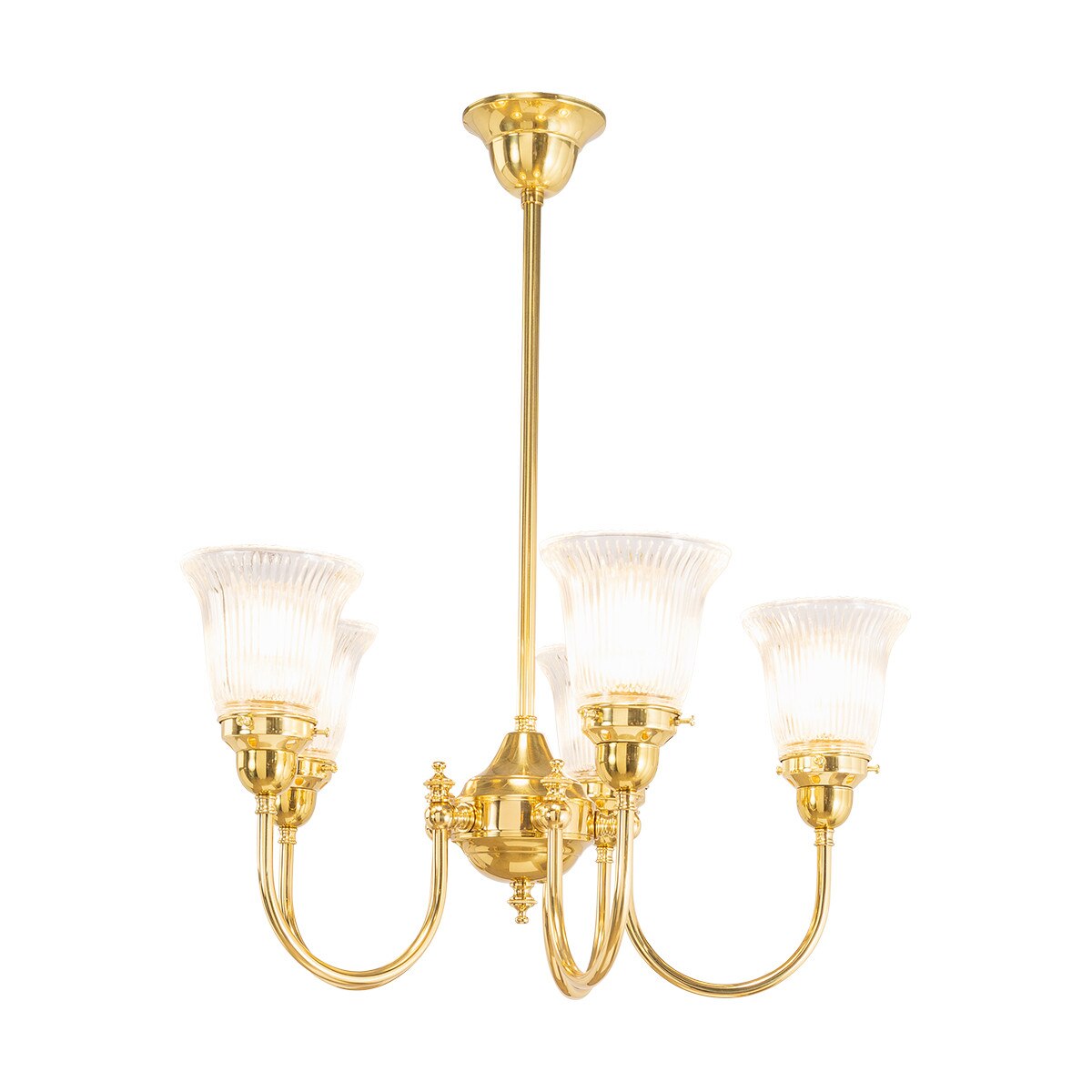 Luke 5 Light Pendant Light Arms Up with Zipper Shades Polished Brass & Clear - 3090350