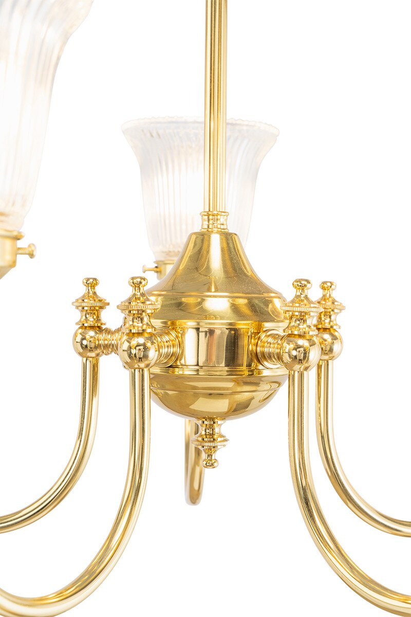 Luke 5 Light Pendant Light Arms Up with Zipper Shades Polished Brass & Clear - 3090350